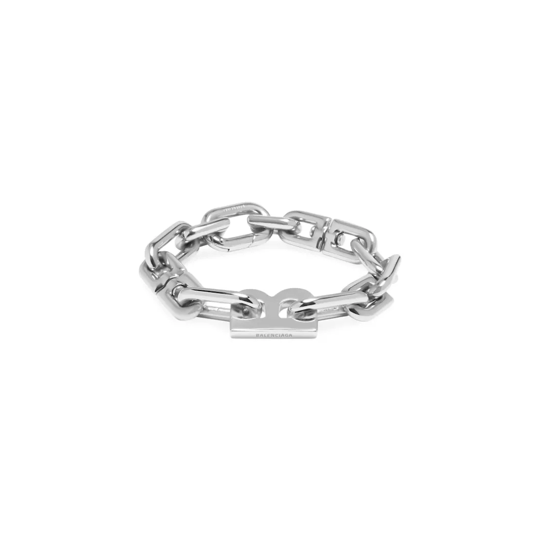 B Chain Thin Bracelet in Silver