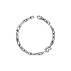 B Chain Thin Necklace in Silver