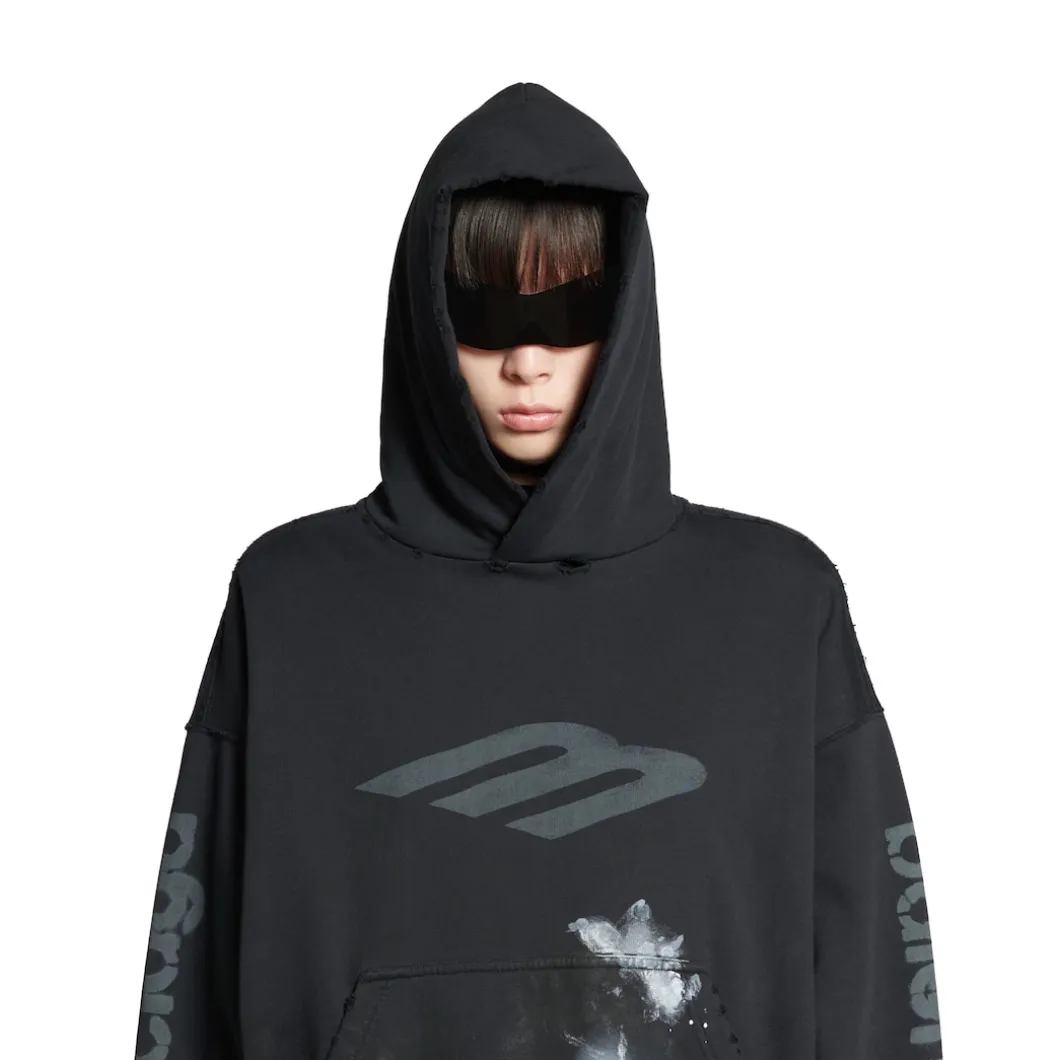 3b Stencil Hoodie Medium Fit in Black