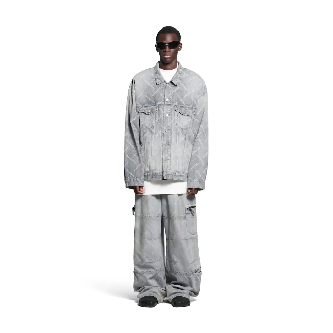 Bal Diagonal Allover Cargo Pants in Light Blue