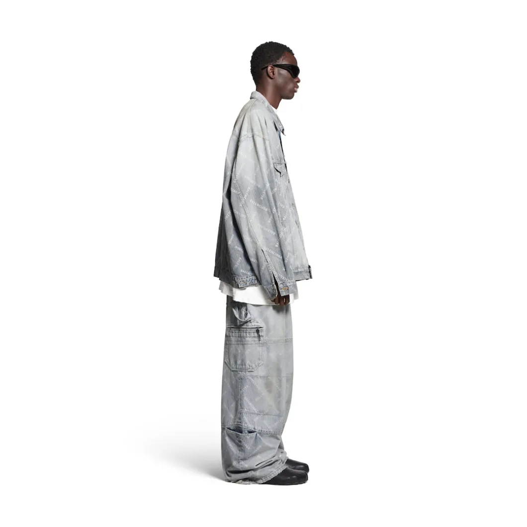 Bal Diagonal Allover Cargo Pants in Light Blue