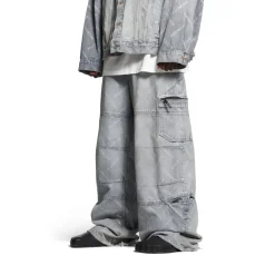 Bal Diagonal Allover Cargo Pants in Light Blue