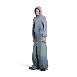 Balenciaga Back Hoodie Medium Fit in Blue