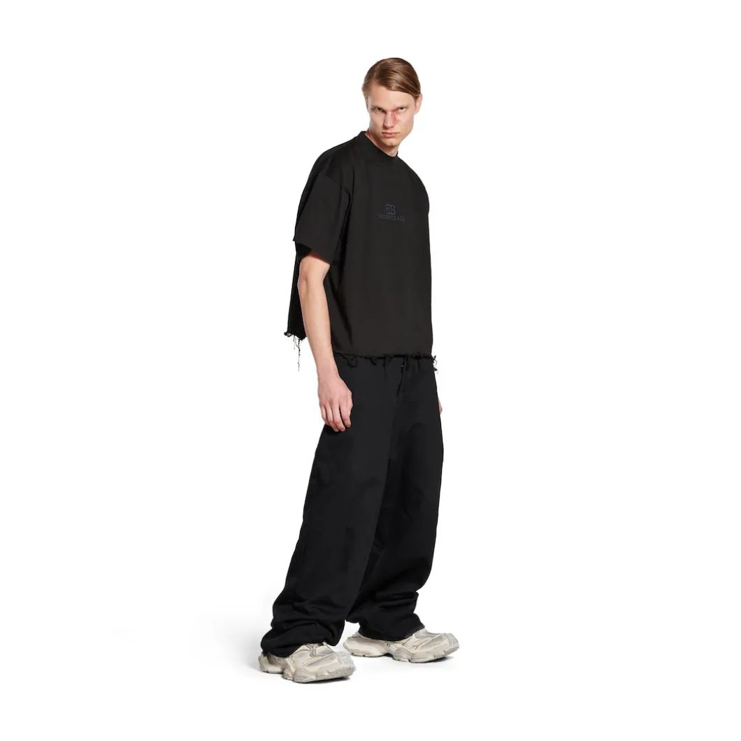 Bb Classic Balenciaga Cropped T-shirt Oversized in Black