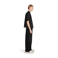 Bb Classic Balenciaga Cropped T-shirt Oversized in Black