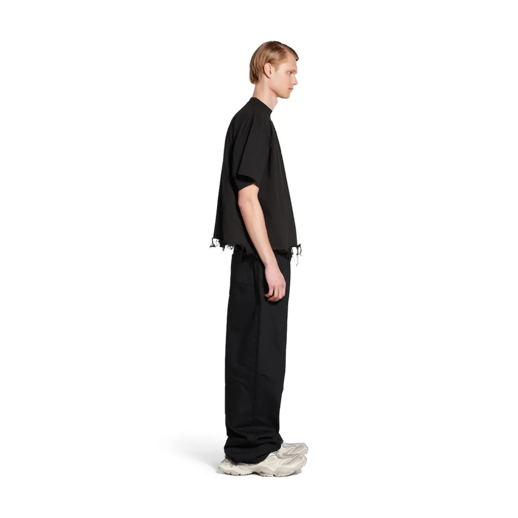 Bb Classic Balenciaga Cropped T-shirt Oversized in Black