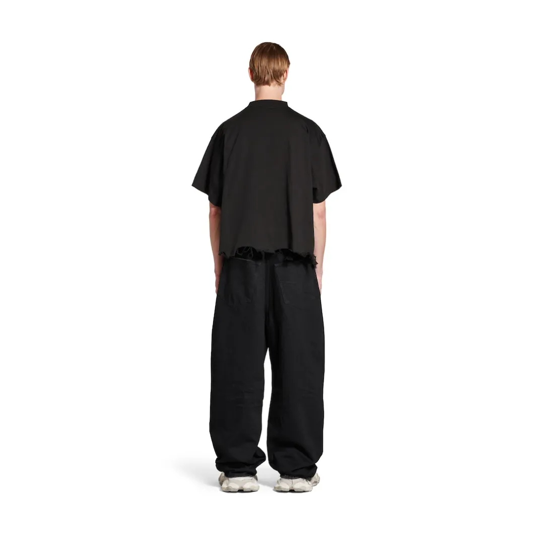 Bb Classic Balenciaga Cropped T-shirt Oversized in Black