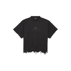 Bb Classic Balenciaga Cropped T-shirt Oversized in Black