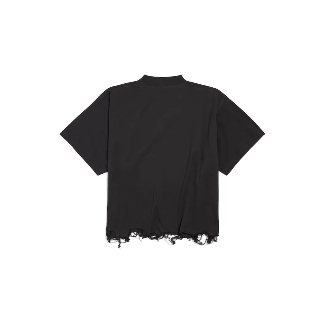 Bb Classic Balenciaga Cropped T-shirt Oversized in Black