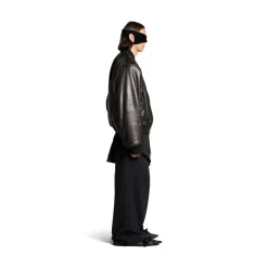 Bomber Leather Jacket in Black