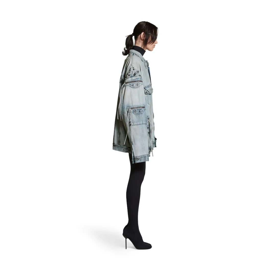 Cagole Oversized Jacket in Blue