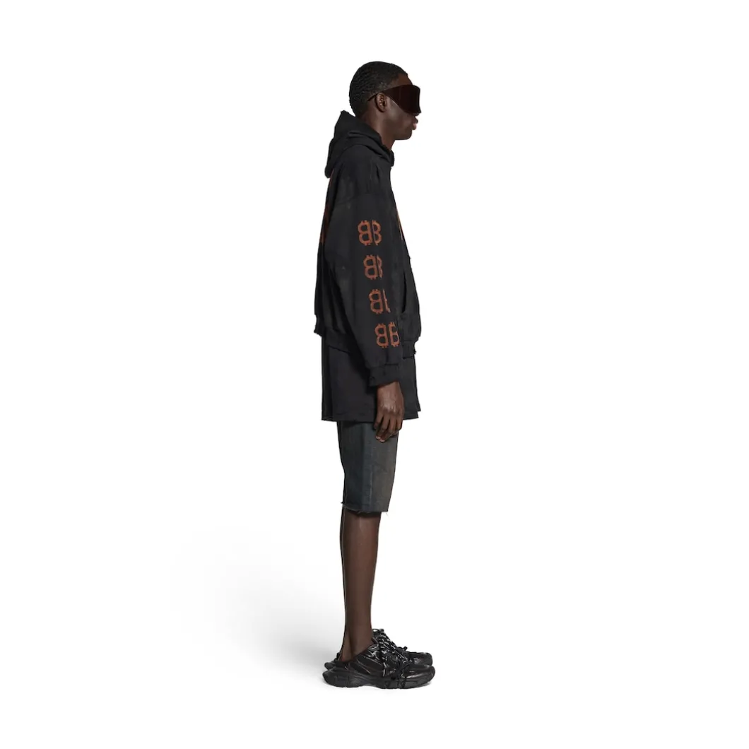 Crypto Hoodie Medium Fit in Black Faded