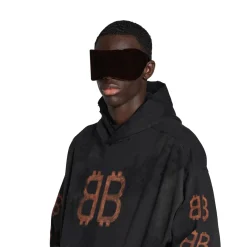 Crypto Hoodie Medium Fit in Black Faded