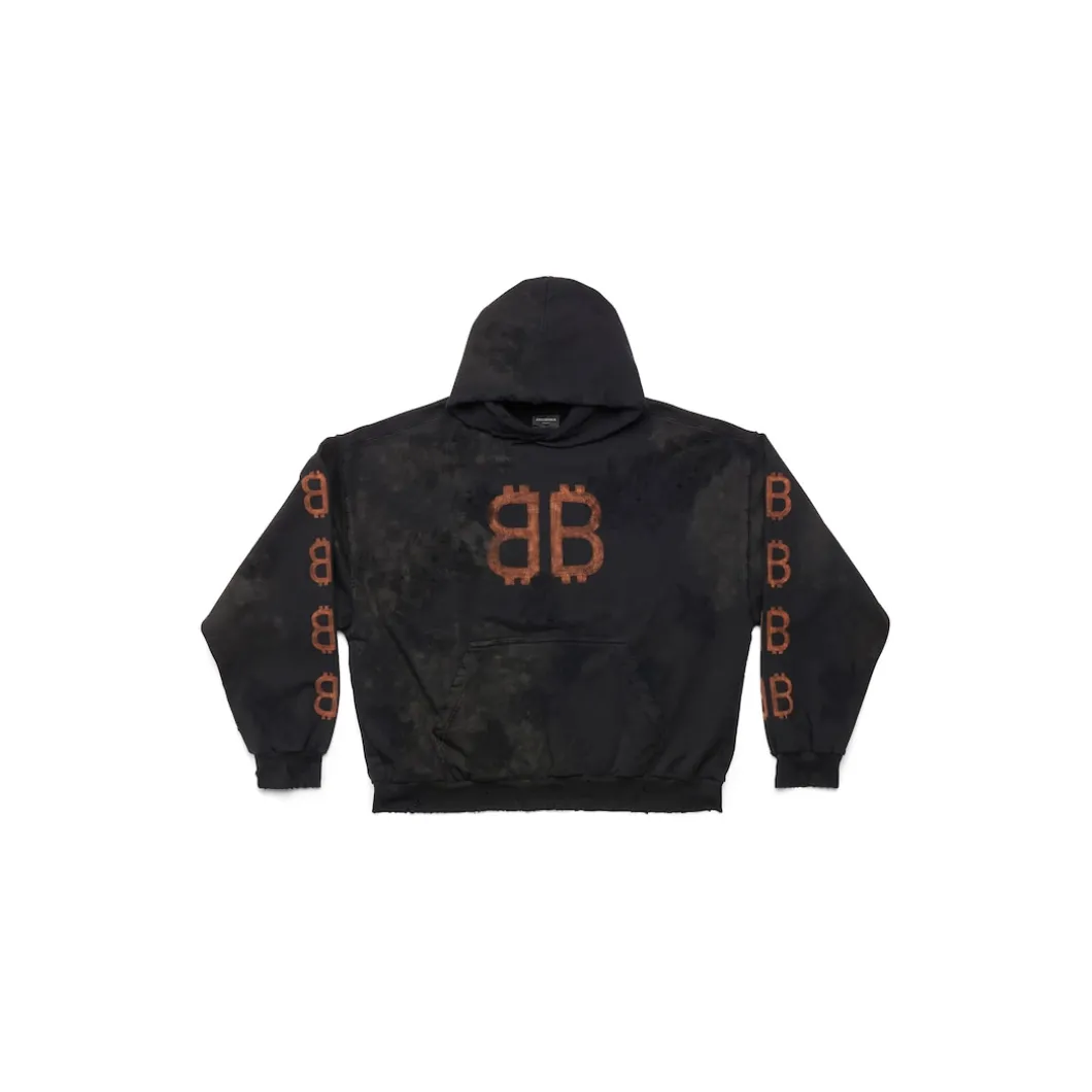 Crypto Hoodie Medium Fit in Black Faded