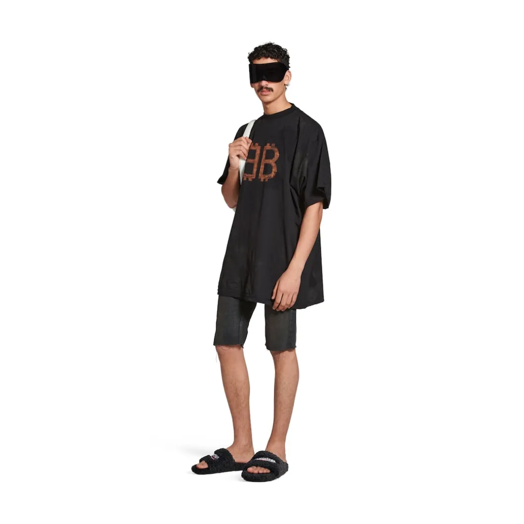 Crypto T-shirt Oversized in Black Faded