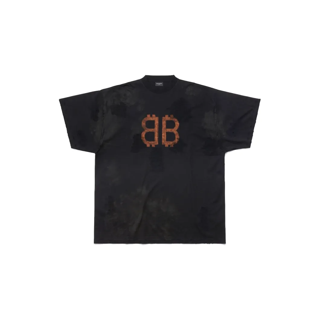 Crypto T-shirt Oversized in Black Faded