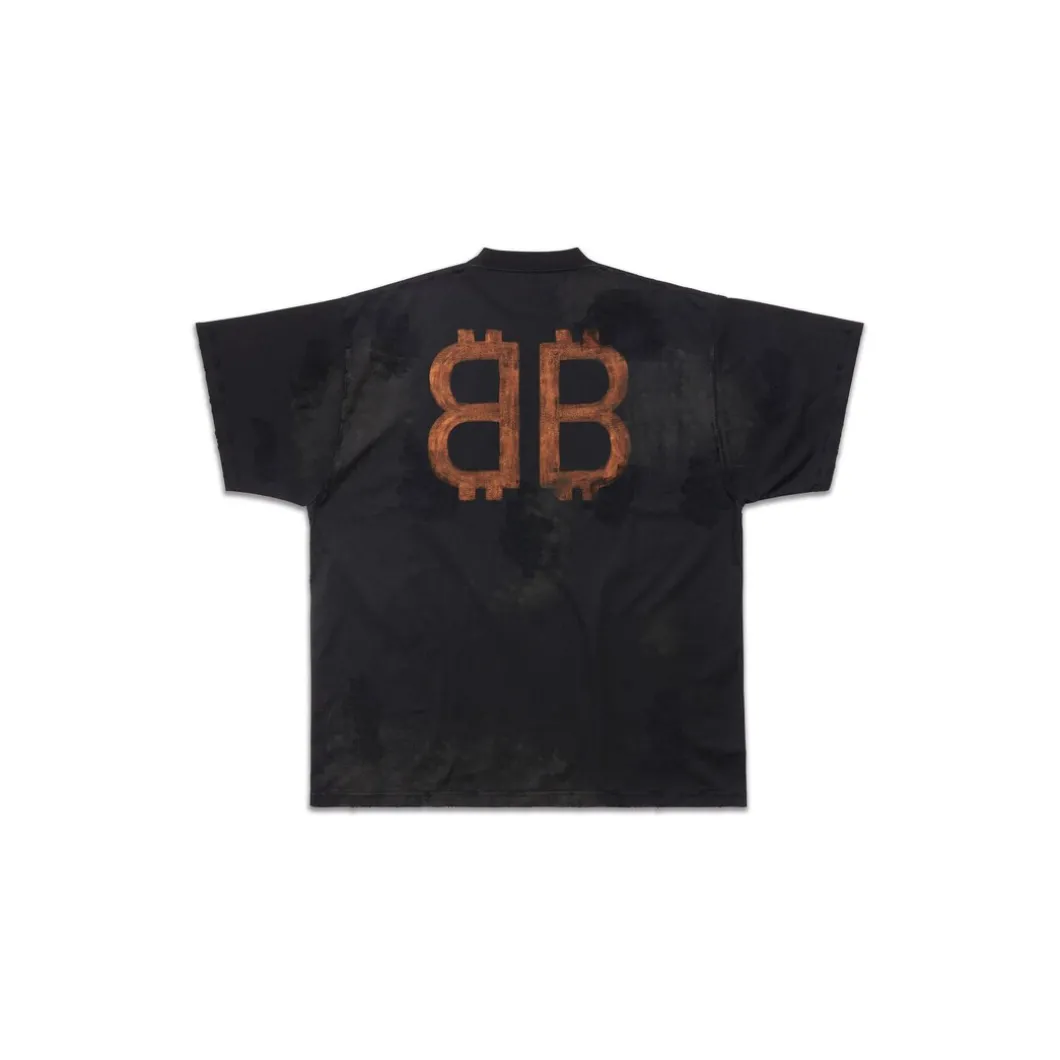 Crypto T-shirt Oversized in Black Faded