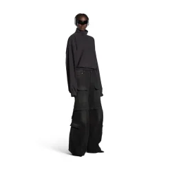 Flared Cargo Pants in Black