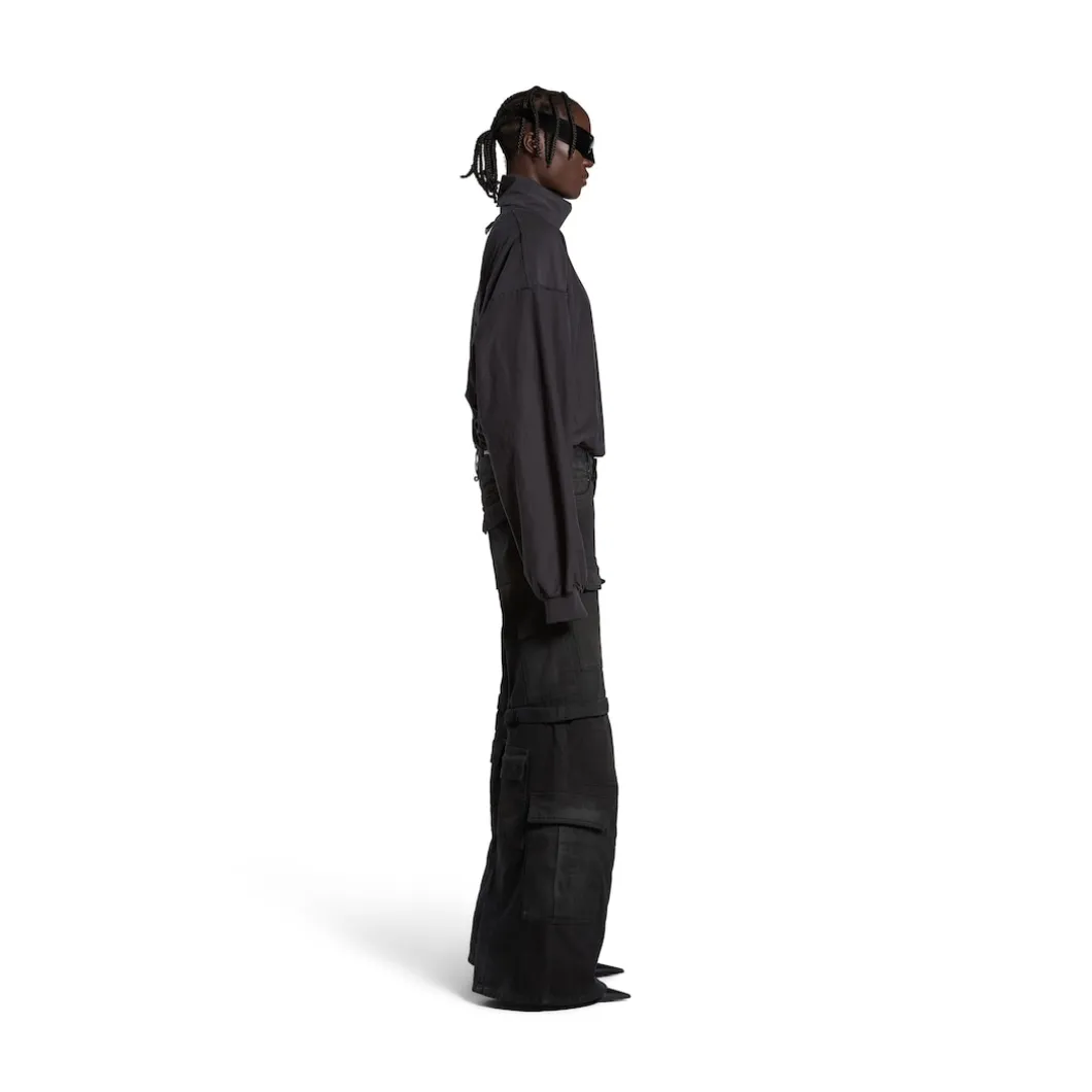 Flared Cargo Pants in Black