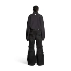 Flared Cargo Pants in Black