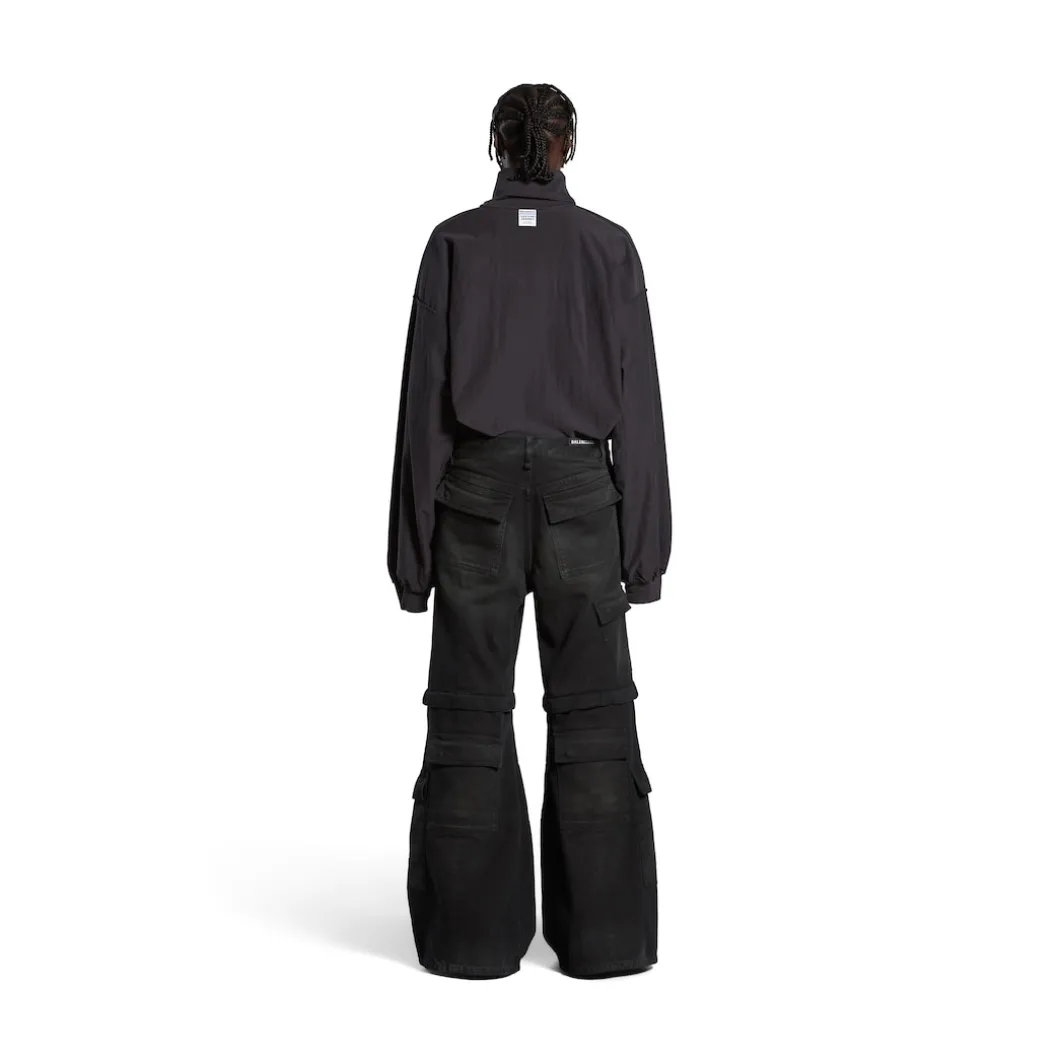 Flared Cargo Pants in Black