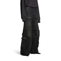 Flared Cargo Pants in Black