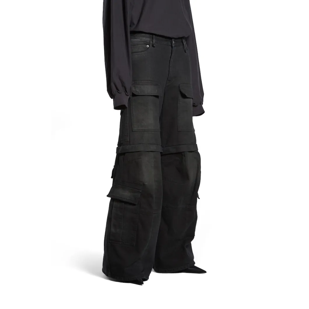 Flared Cargo Pants in Black