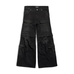 Flared Cargo Pants in Black
