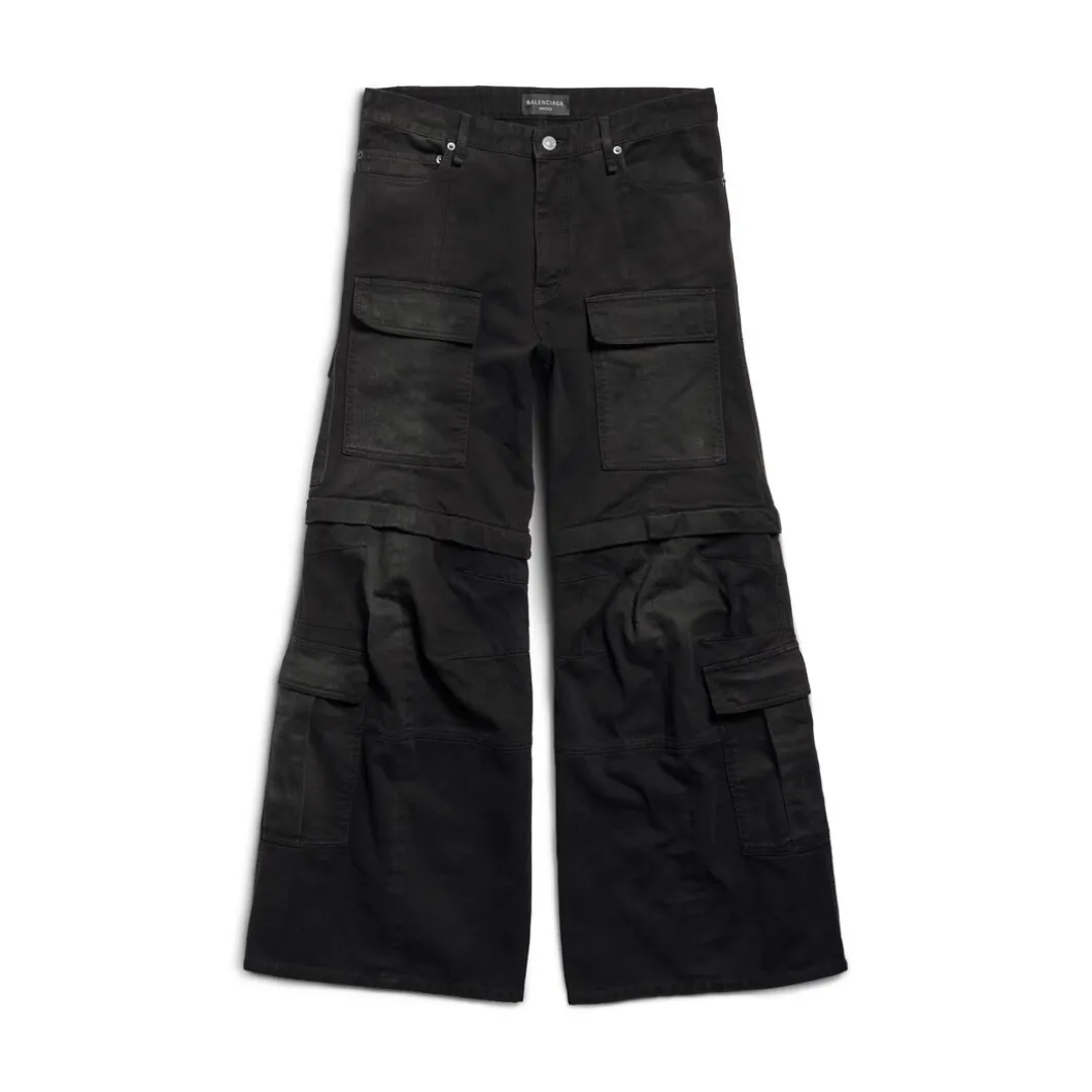 Flared Cargo Pants in Black