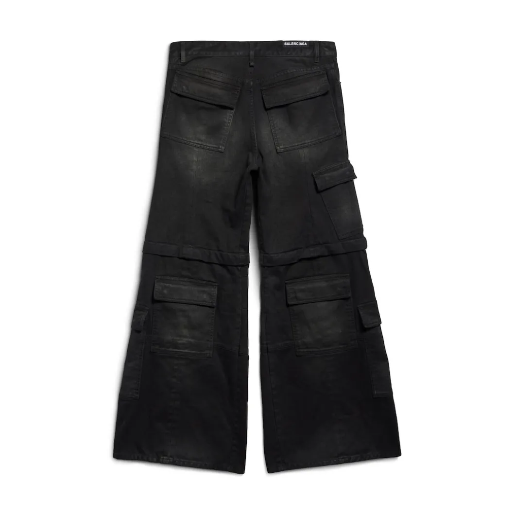 Flared Cargo Pants in Black