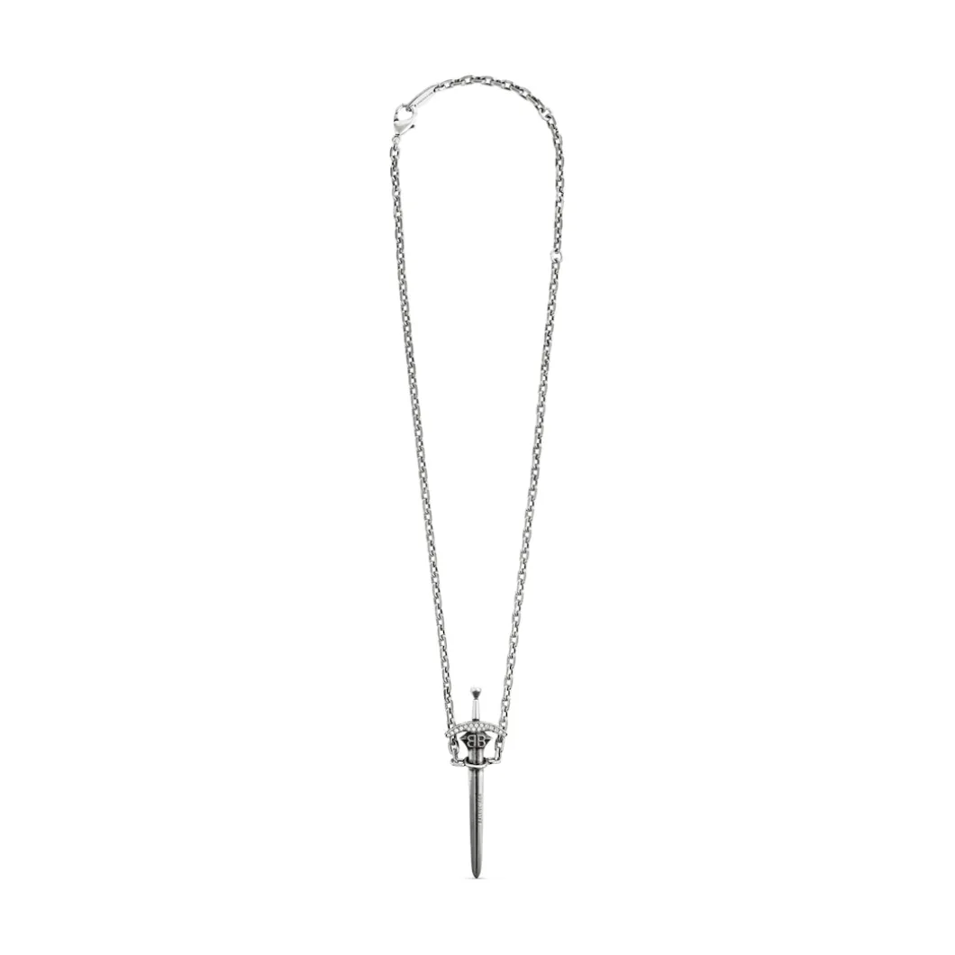 Goth Sword Necklace in Antique Silver