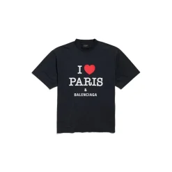 I Love Paris & Balenciaga T-shirt Medium Fit in Black Faded