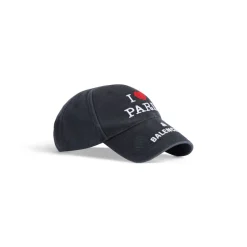 I Love Paris & Balenciaga Cap in Black