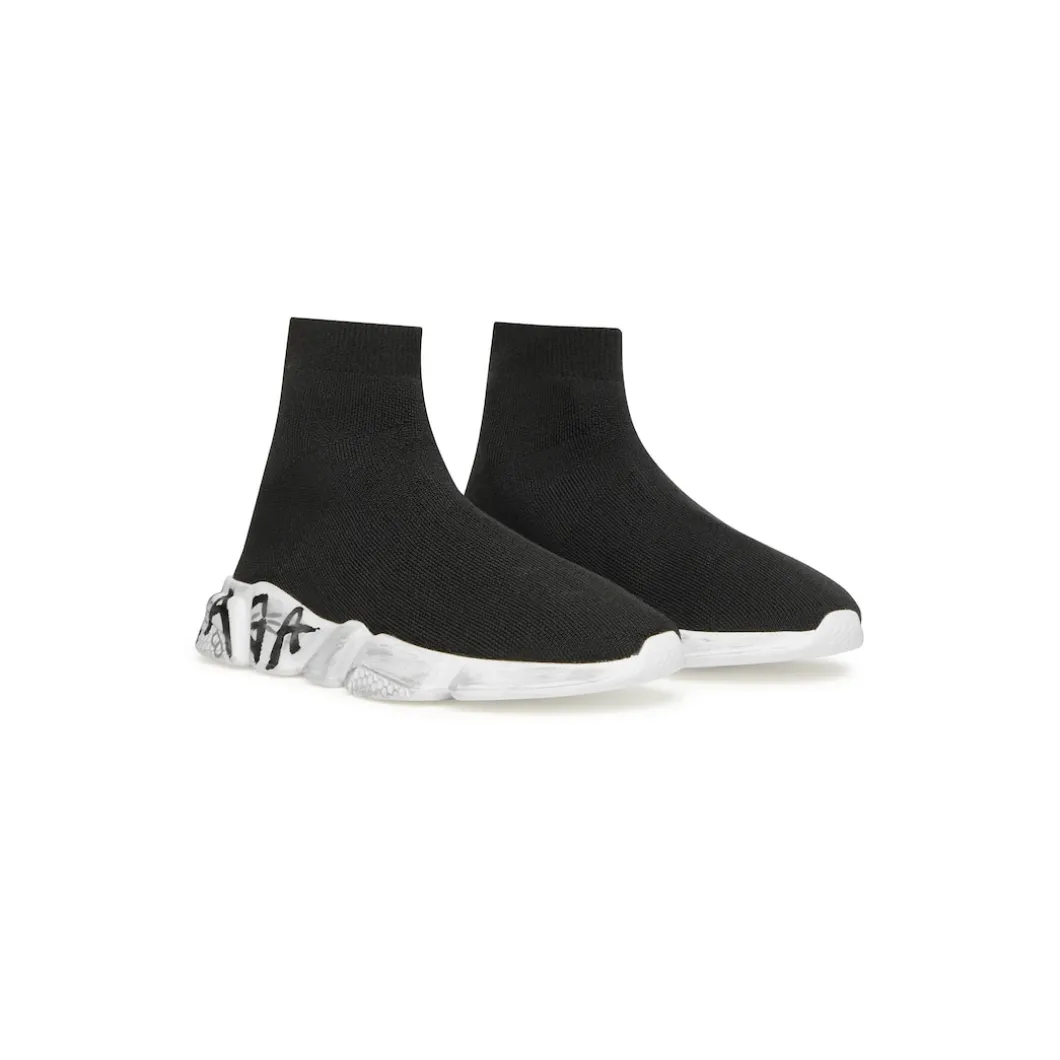 Kids - Speed Graffiti Recycled Knit Sneaker in Black