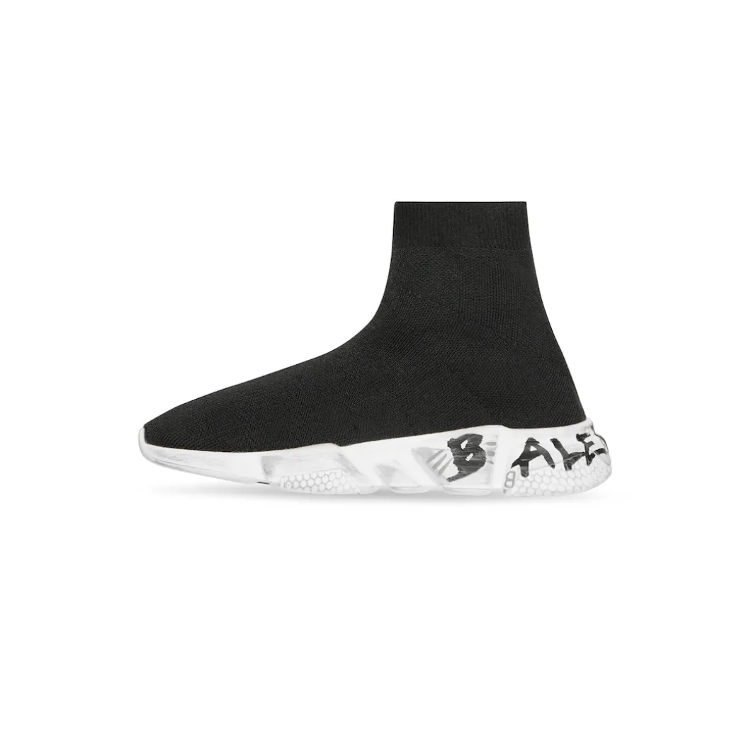 Kids - Speed Graffiti Recycled Knit Sneaker in Black