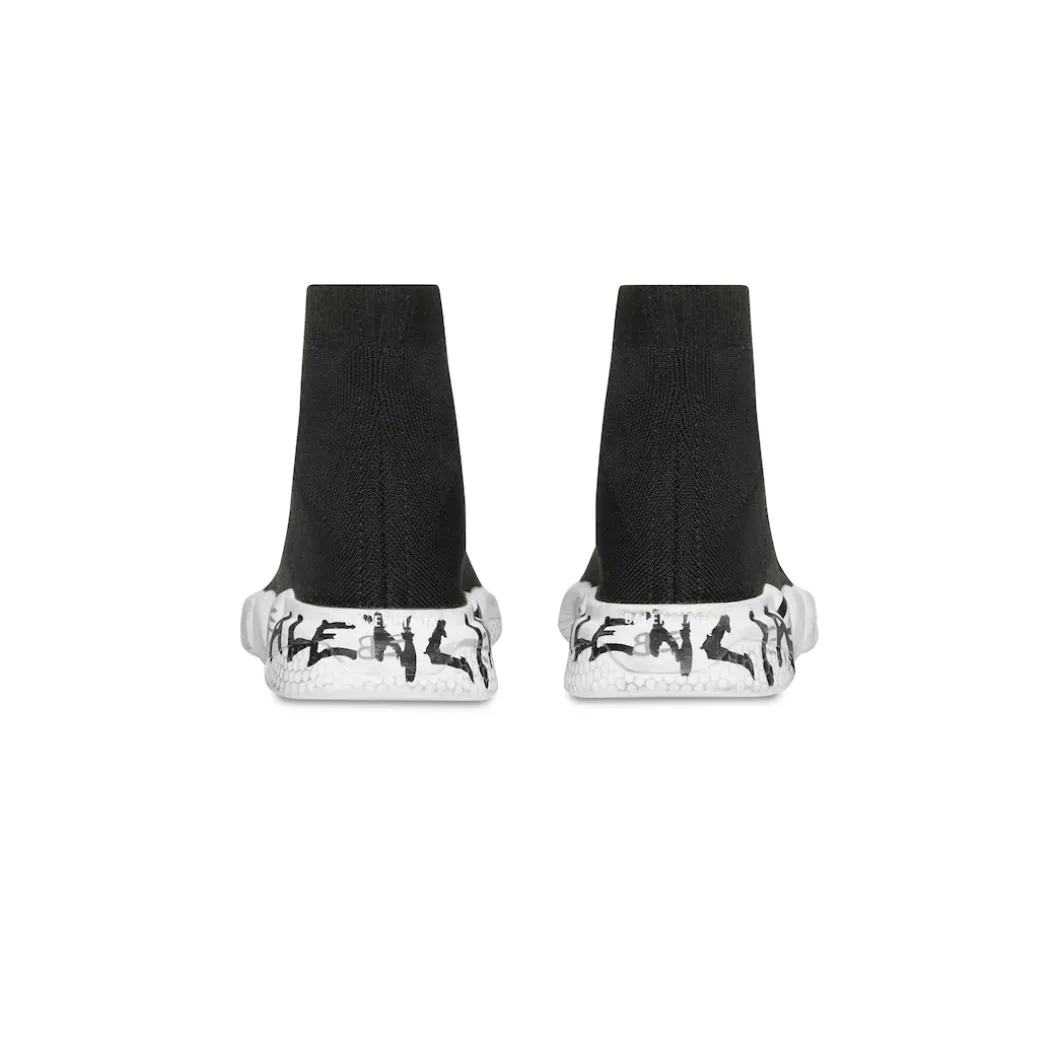 Kids - Speed Graffiti Recycled Knit Sneaker in Black
