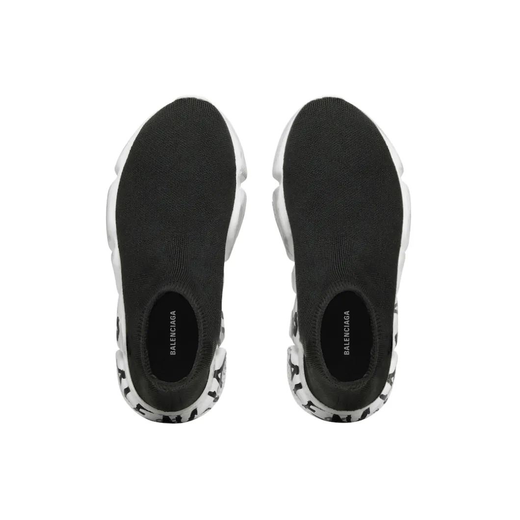 Kids - Speed Graffiti Recycled Knit Sneaker in Black