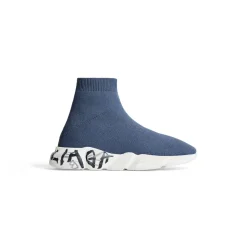 Kids - Speed Graffiti Recycled Knit Sneaker  in Dark Blue