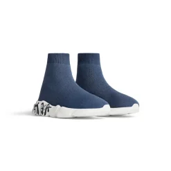 Kids - Speed Graffiti Recycled Knit Sneaker  in Dark Blue