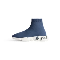 Kids - Speed Graffiti Recycled Knit Sneaker  in Dark Blue