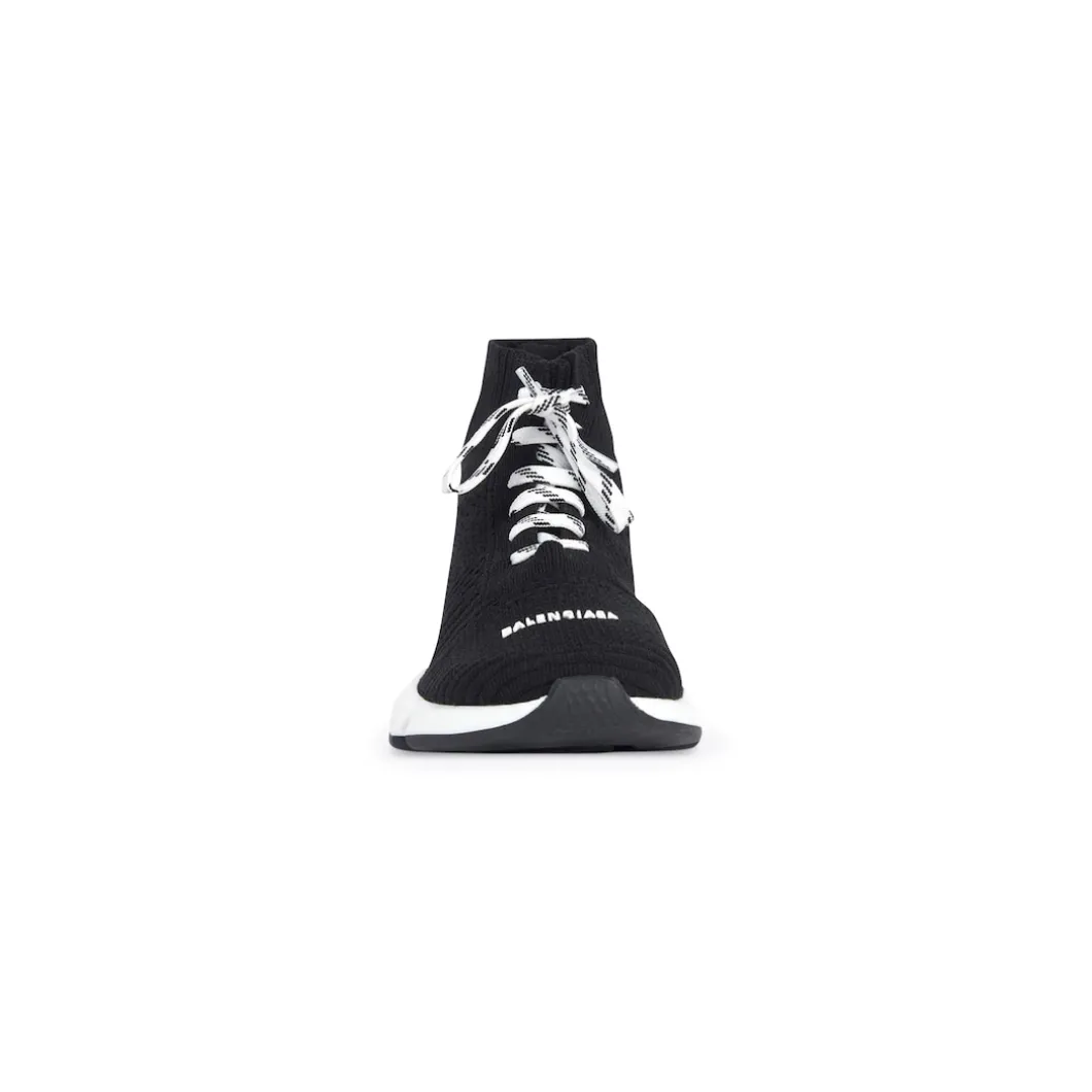 Kids - Speed Lace-up Recycled Knit Sneaker in Black/white