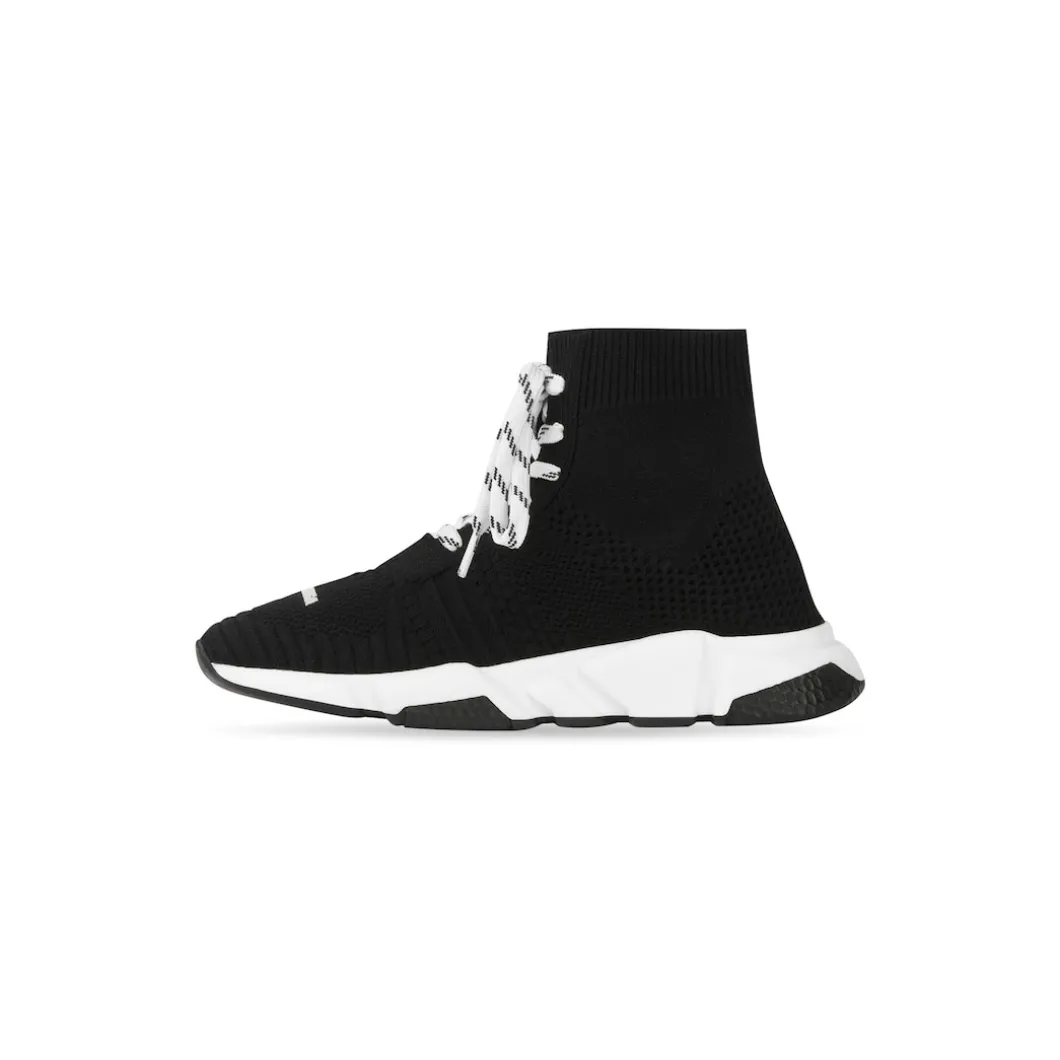 Kids - Speed Lace-up Recycled Knit Sneaker in Black/white