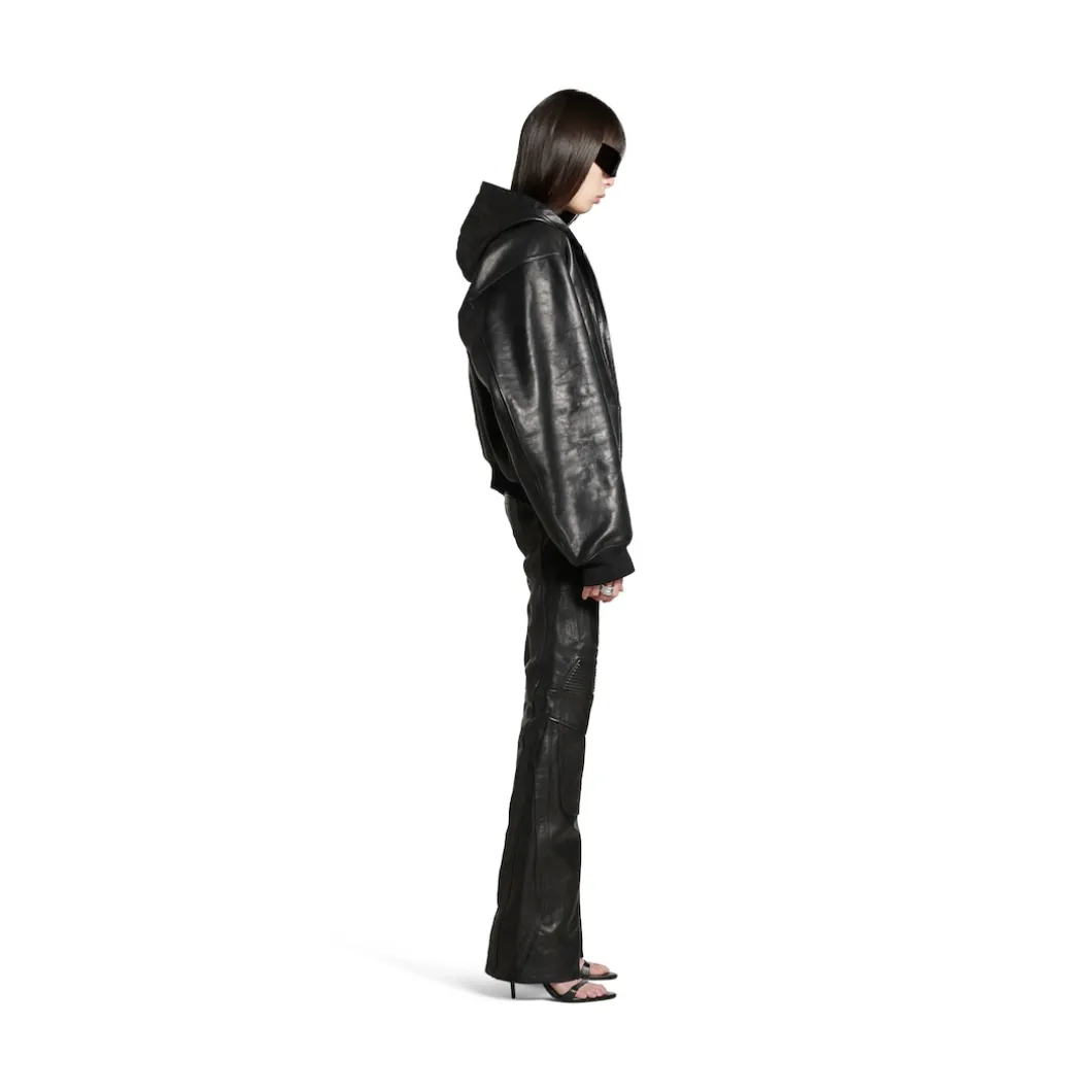 Lined Zip-up Hoodie Large Fit in Black