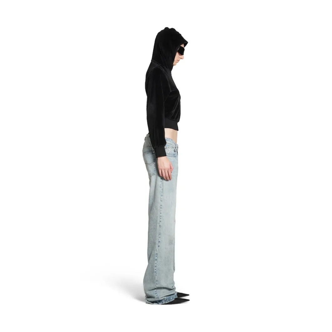 Low Waist Straight Pants in Light Blue