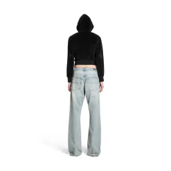Low Waist Straight Pants in Light Blue
