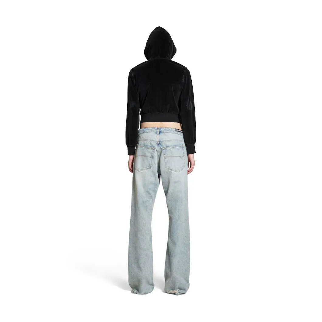 Low Waist Straight Pants in Light Blue