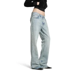 Low Waist Straight Pants in Light Blue