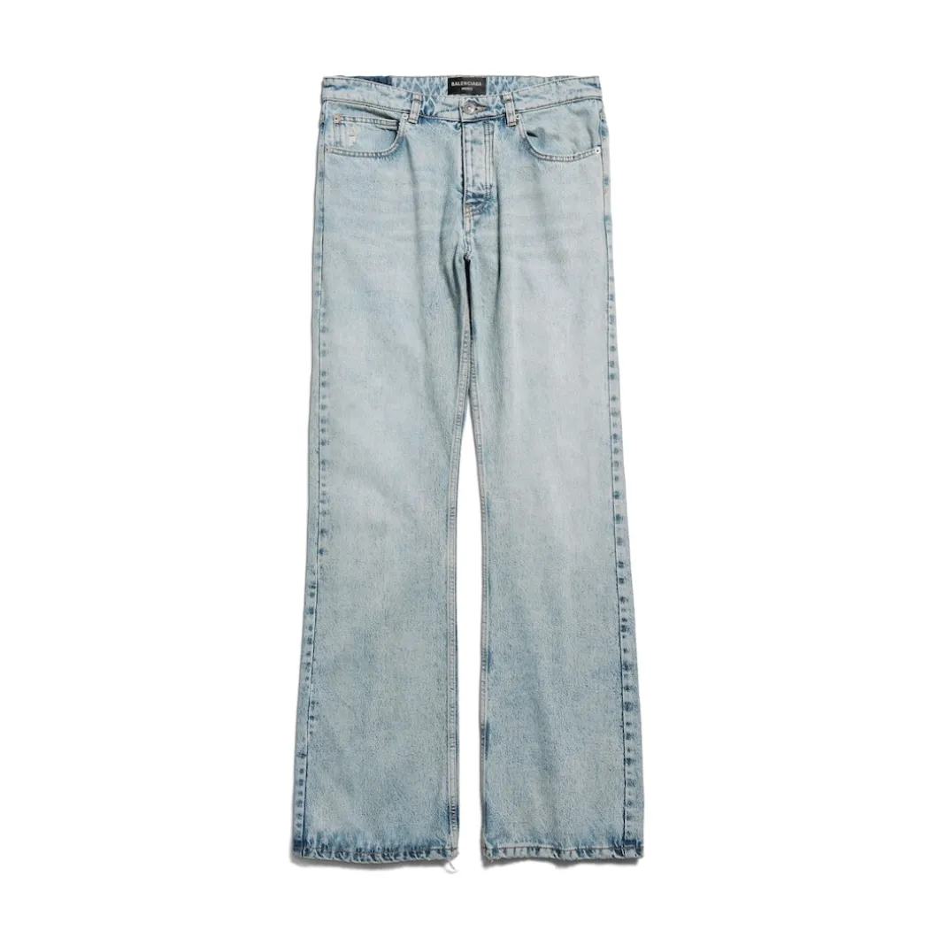 Low Waist Straight Pants in Light Blue