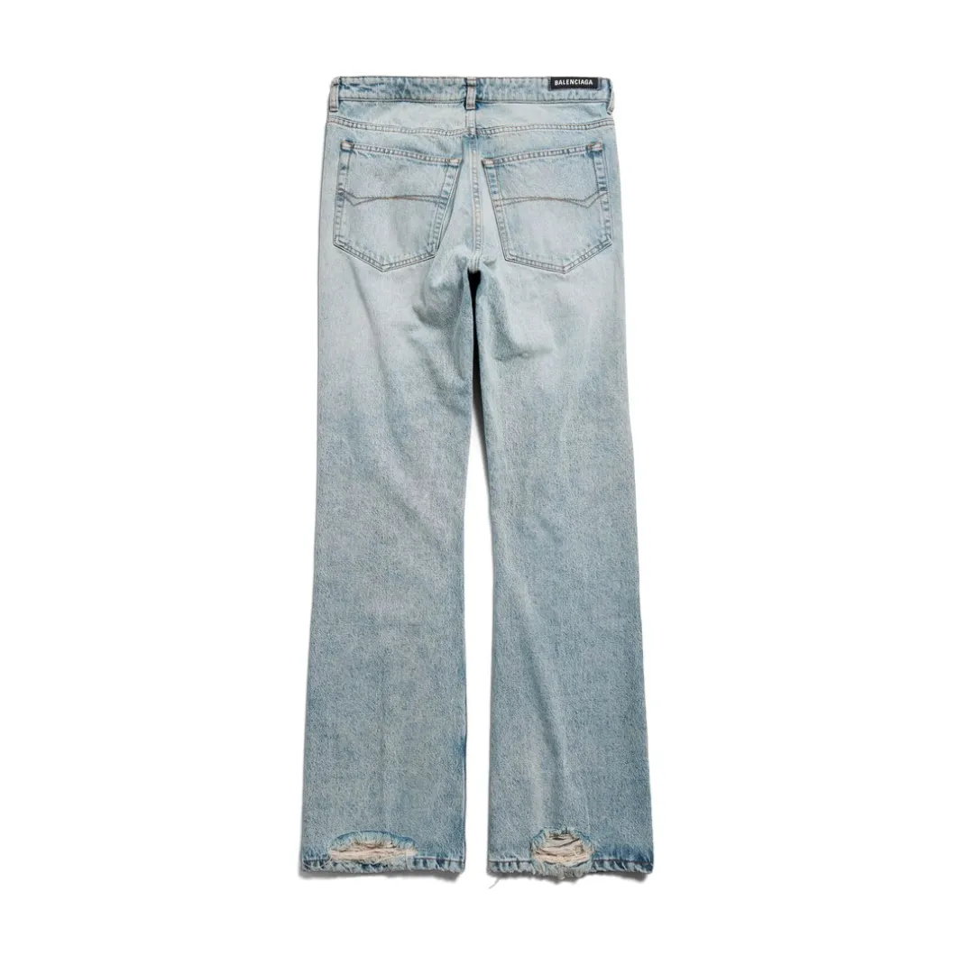 Low Waist Straight Pants in Light Blue