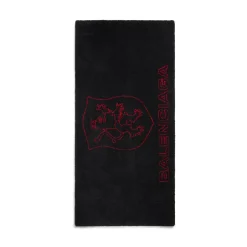 Lyon Crest Padded Stola in Black/red